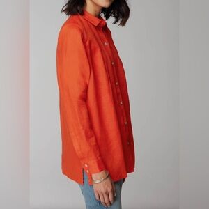 Beautiful J.Jill Orange Love Linen Button Up